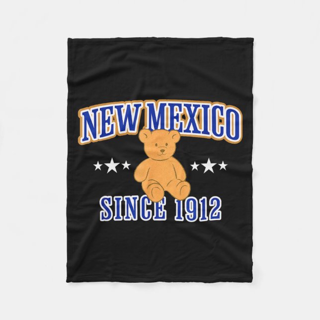 New Mexico Est. 1912, Nm Usa Patriotic Teddy Bear  Fleece Blanket (Front)