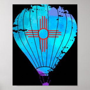 New Mexico Festival Hot Air Balloon Zia Gift  Poster
