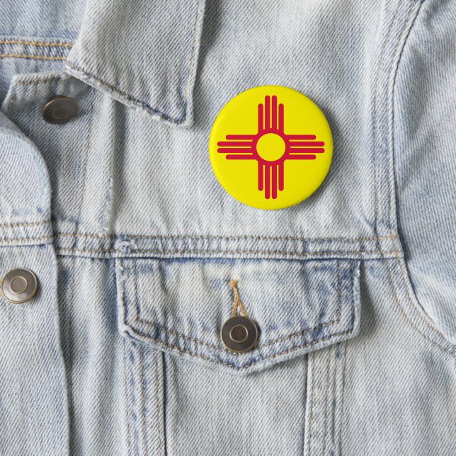 New Mexico flag 6 Cm Round Badge (In Situ)