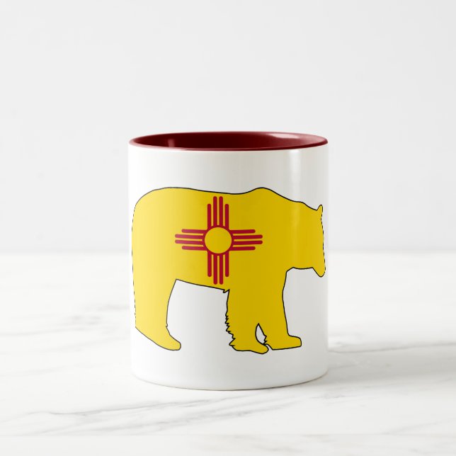 New Mexico Flag Bear Two-Tone Coffee Mug (Center)