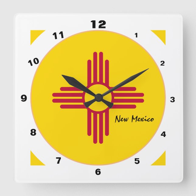 New Mexico Flag & New Mexico fashion /design USA Square Wall Clock (Front)