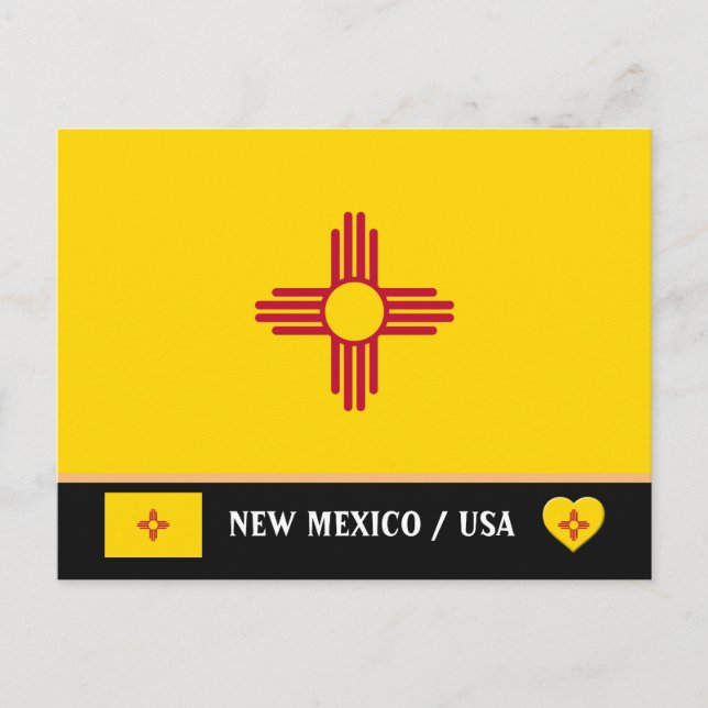 New Mexico Flag & New Mexico State USA /America Postcard (Front)