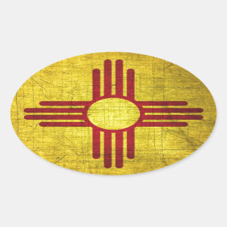 New Mexico Flag Oval Sticker