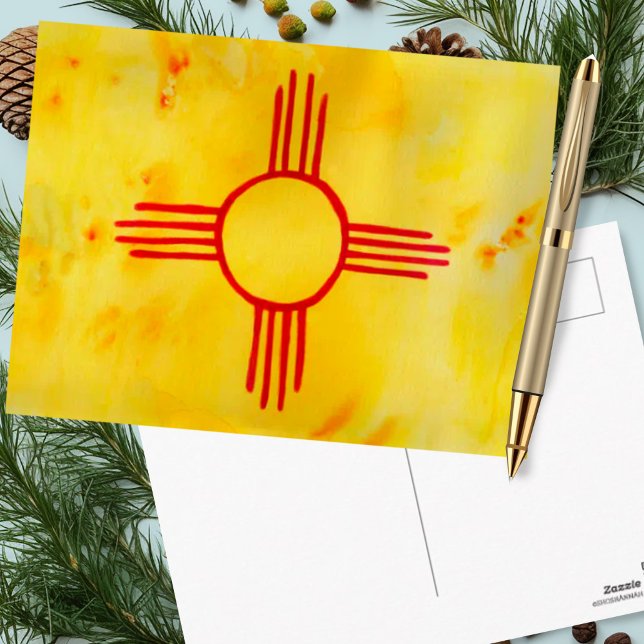 New Mexico Flag Watercolor Art Postcard (New Mexico flag watercolor postcard)