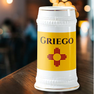 New Mexico flag with Zia symbol Beer Stein