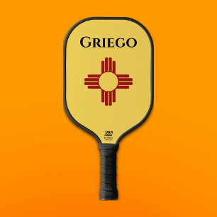 New Mexico flag with Zia symbol Pickleball Paddle