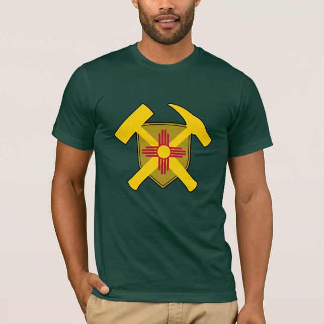 New Mexico Geologist- Rock Hammer and Shield T-Shirt (Front)