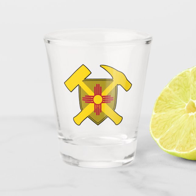 New Mexico Geologist's Rock Hammer Logo Shot Glass (Front)