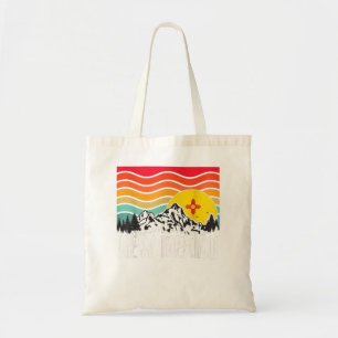 New Mexico Graphic Retro State Trees Mountains Sun Tote Bag
