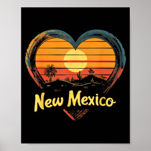 New Mexico -heart Vintage Love Women Kids Retro Gr Poster