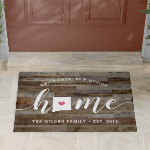 New Mexico Home State Personalised Wood Look Doormat