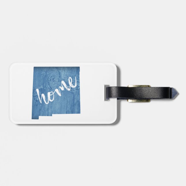 New Mexico Home Wood Grain Luggage Tag (Back Horizontal)