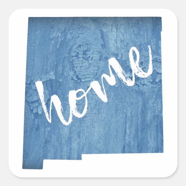 New Mexico Home Wood Grain Square Sticker (Front)