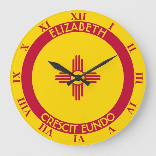New Mexico Land Of Enchantment Personalised Flag Large Clock (Front)