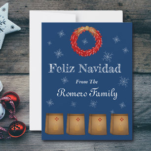 New Mexico Luminarias Farolitos Zia Red Chile Holiday Card