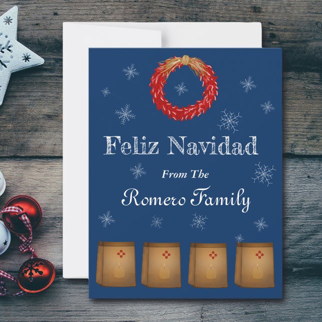 New Mexico Luminarias Farolitos Zia Red Chile  Holiday Card (Creator Uploaded)