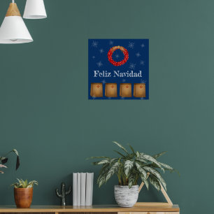 New Mexico Luminarias Farolitos Zia Red Chile Poster