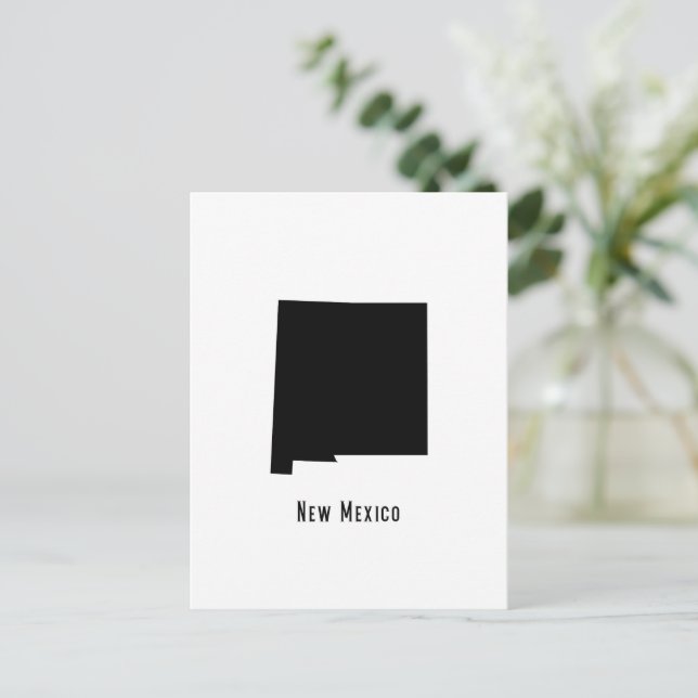 New Mexico Map - Black and White Modern New Mexico Postcard (Standing Front)