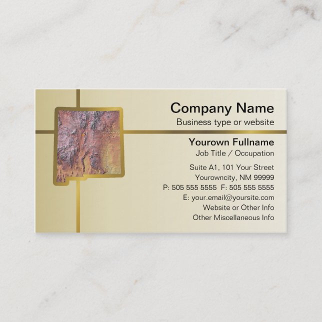 New Mexico Map Business Card (Front)