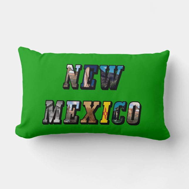 New Mexico Map Outline Photo Text Lumbar Cushion (Front)