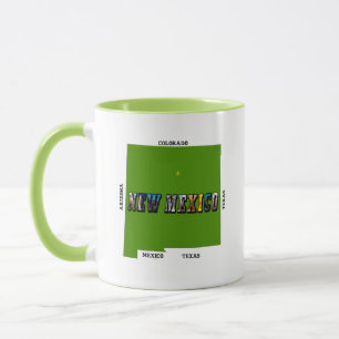 New Mexico Map Outline Photo Text Mug