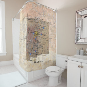 New Mexico Map Petroglyph Shower Curtain