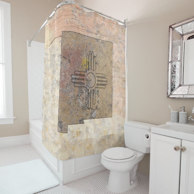 New Mexico Map Petroglyph Shower Curtain (In Situ)