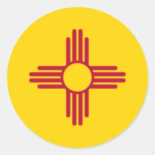 New Mexico/Mexican State Flag (Zia), United States Classic Round Sticker