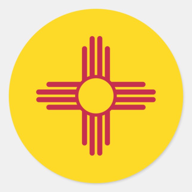 New Mexico/Mexican State Flag (Zia), United States Classic Round Sticker (Front)