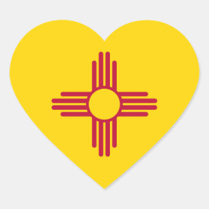 New Mexico/Mexican State Flag (Zia), United States Heart Sticker