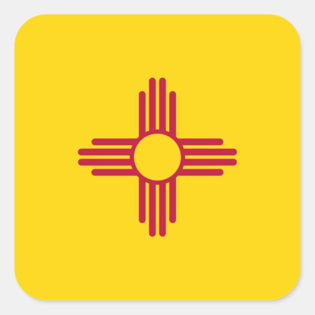 New Mexico/Mexican State Flag (Zia), United States Square Sticker (Front)