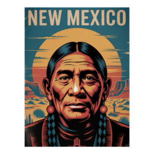 New Mexico Native Symbol Desert Sunset Poster