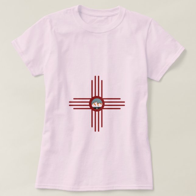 New Mexico NM Zia Indian Symbol Waterfall  T-Shirt (Design Front)