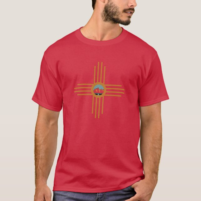 New Mexico NM Zia Indian Symbol Waterfall  T-Shirt (Front)
