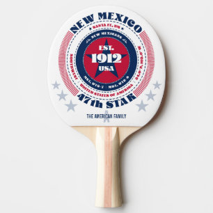 New Mexico Pride Circular Typography Monogram Ping Pong Paddle