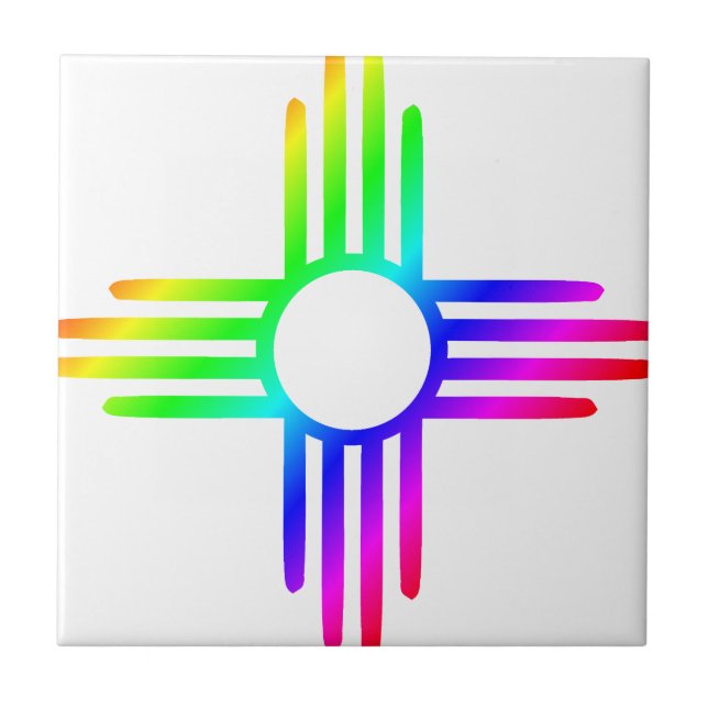 New Mexico Rainbow Zia Symbol Tile (Front)
