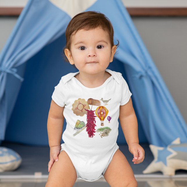New Mexico Red Chile Pinõn Zia Hot Air Balloon  Baby Bodysuit (Creator Uploaded)
