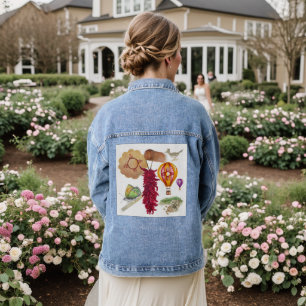 New Mexico Red Chile Pinõn Zia Hot Air Balloon Denim Jacket
