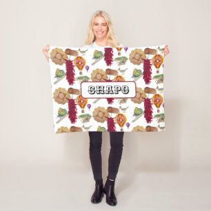 New Mexico Red Chile Pinõn Zia Hot Air Balloon  Fleece Blanket