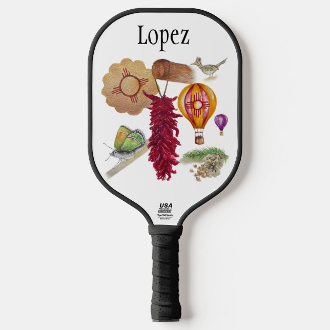 New Mexico Red Chile Pinõn Zia Hot Air Balloon  Pickleball Paddle (Front)