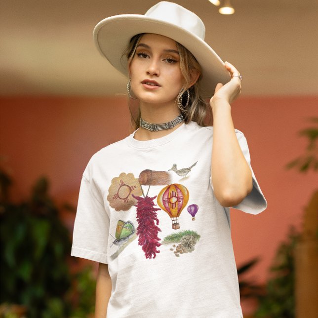 New Mexico Red Chile Pinõn Zia Hot Air Balloon  T-Shirt (Creator Uploaded)