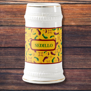 New Mexico Red & Green chile Tamales Zia Nopales Beer Stein
