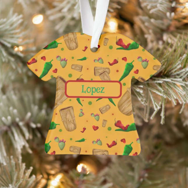 New Mexico Red & Green chile Tamales Zia Nopales Ornament (Tree)