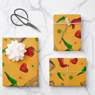 New Mexico Red & Green chile Tamales Zia Nopales Wrapping Paper Sheet