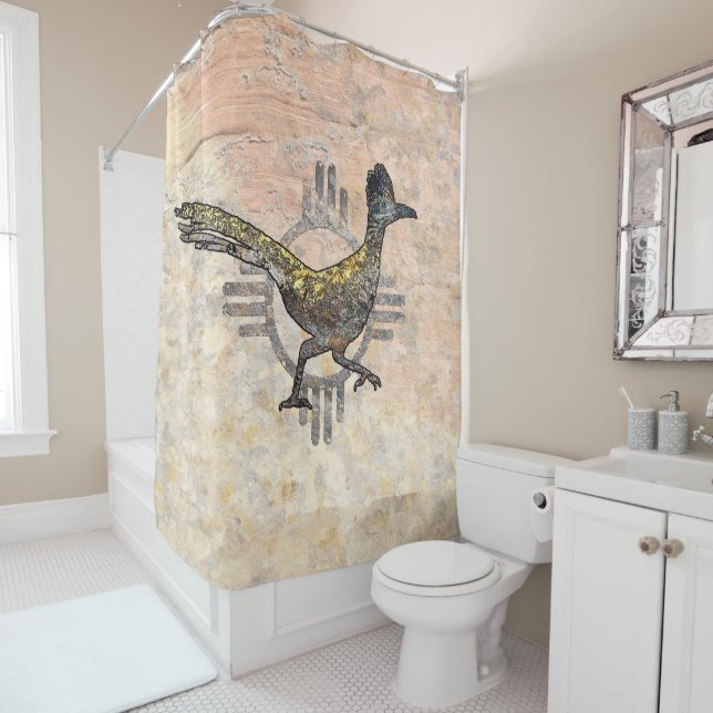 New Mexico Roadrunner Shower Curtain (In Situ)