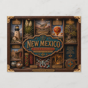 New Mexico Shadow Box 3D Figurine State Postcard