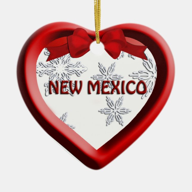 New Mexico Snowflake Heart Christmas Ornament (Front)