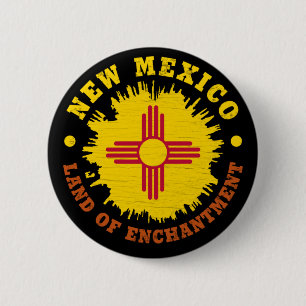 NEW MEXICO STATE FLAG 6 CM ROUND BADGE