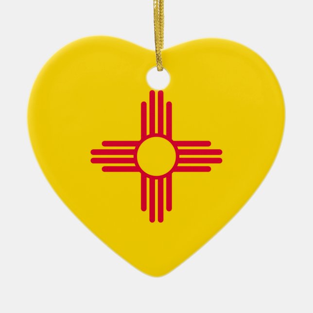 New Mexico State Flag Design Ceramic Tree Decoration (Front)