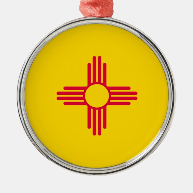 New Mexico State Flag Design Metal Tree Decoration (Front)